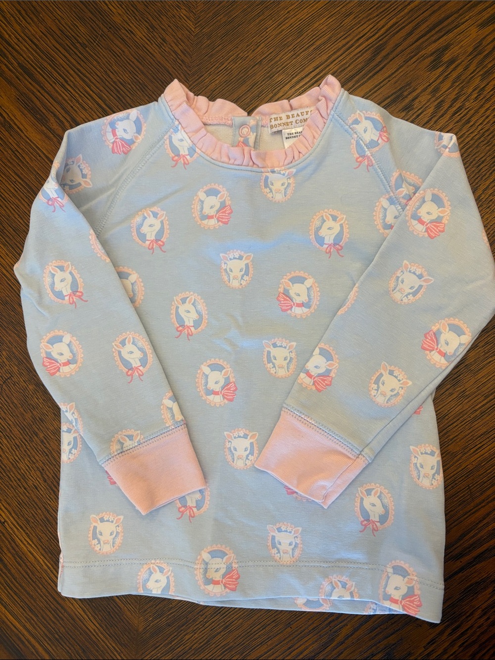 The Beaufort Bonnet Company Light Blue and Pink Sheep Print Girls' Pullover